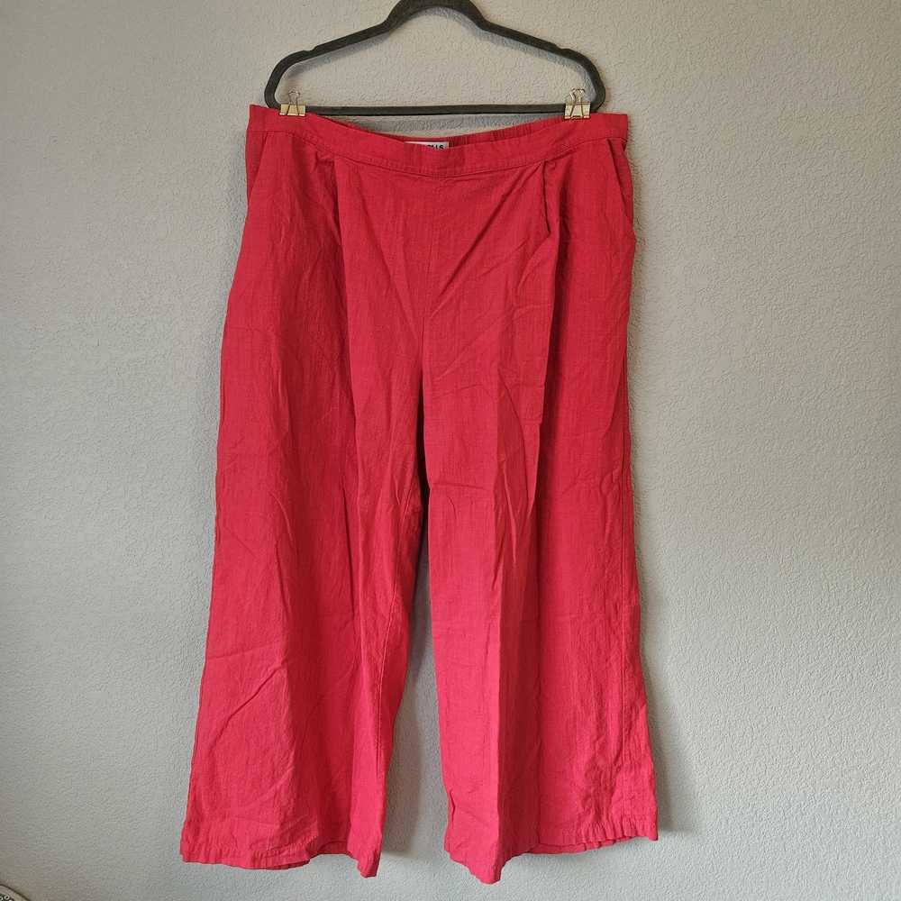 Rebdolls Vibrant Red High-Waisted Wide-Leg Flowy Pants - Plus Size 2X